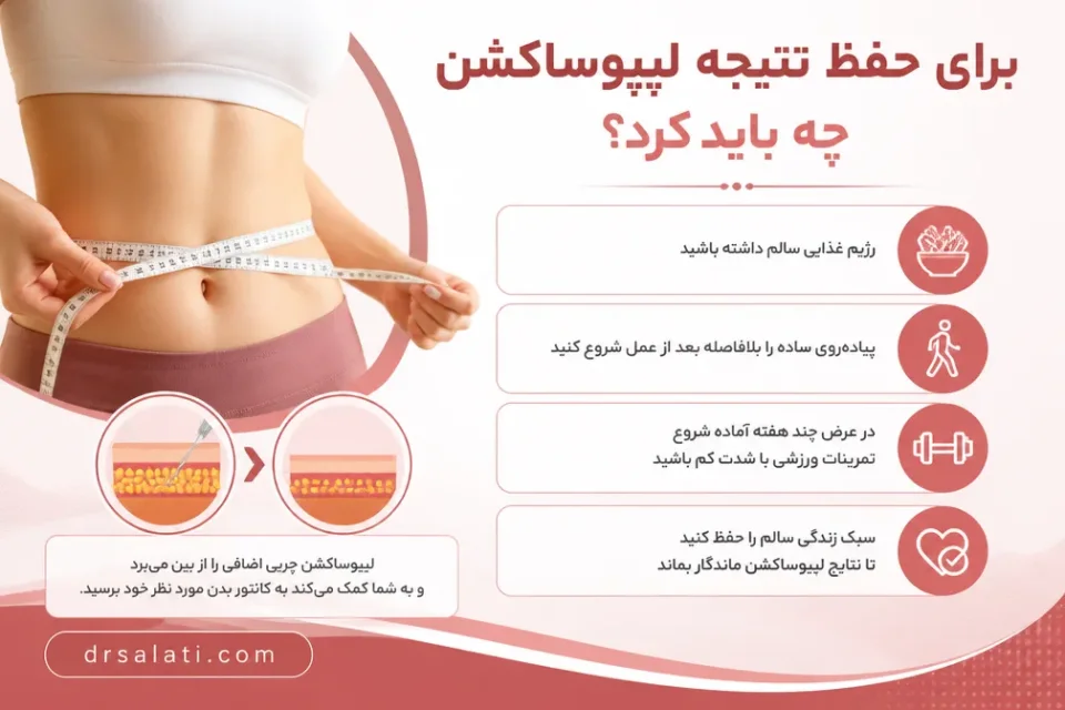 نمای توضیحی درباره برای حفظ نتیجه لیپوساکشن چه باید کرد
